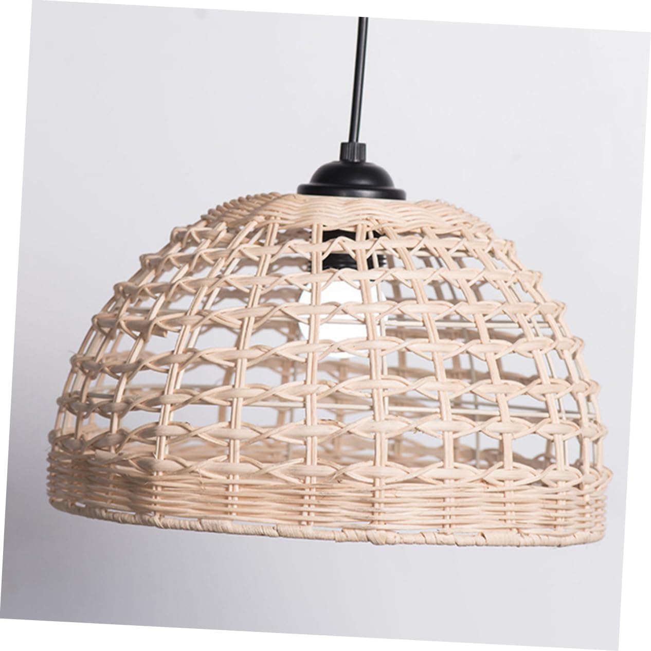 DOITOOL Rustic Woven Pendant Lamp Shade Handcrafted Rattan Chandelier Lampshade for Living Decor