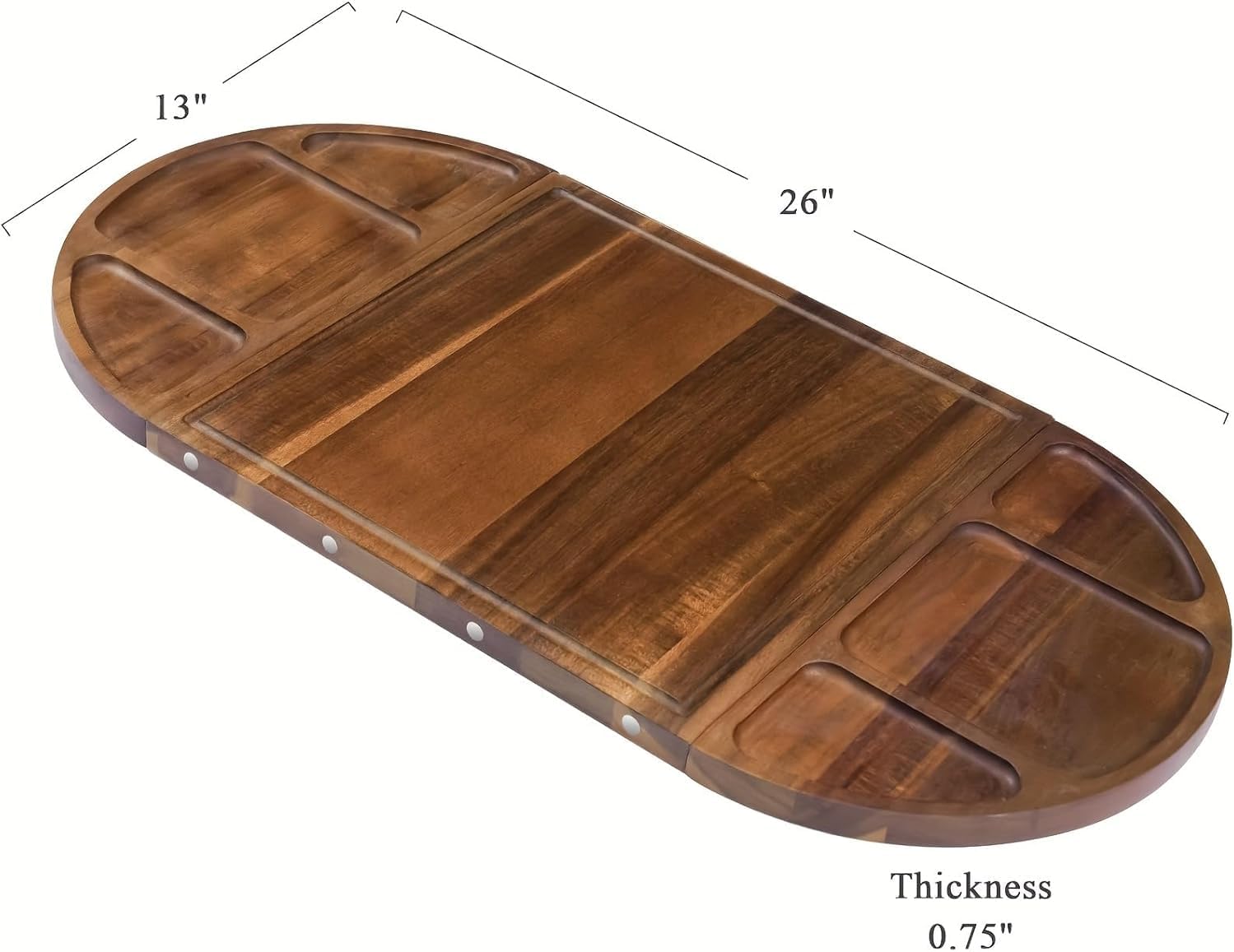Large Wooden Charcuterie Board Set - 3-Piece Magnetic Serving Board Tray with Accessories & Cheese Knives (Acacia Wood)