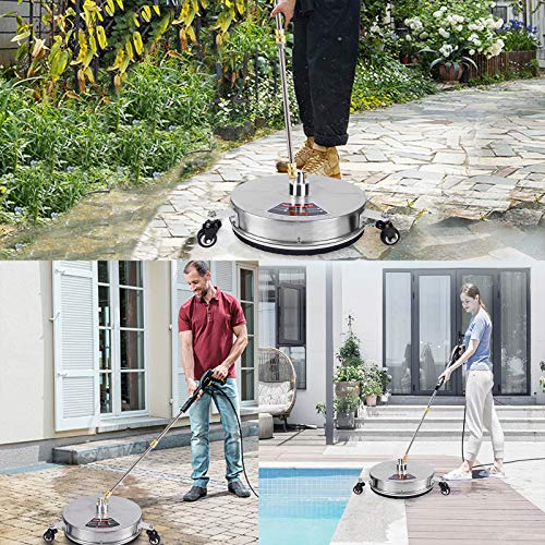 Twinkle Star 15" Pressure Washer Surface Cleaner with 3 Wheels, Stainless Steel Housing & 1/4" Quick Connector, Power Washer Attachment with 2 Extension Wand, 2 Replacement Nozzles, 4000 PSI by Twinkle Star - Image 4