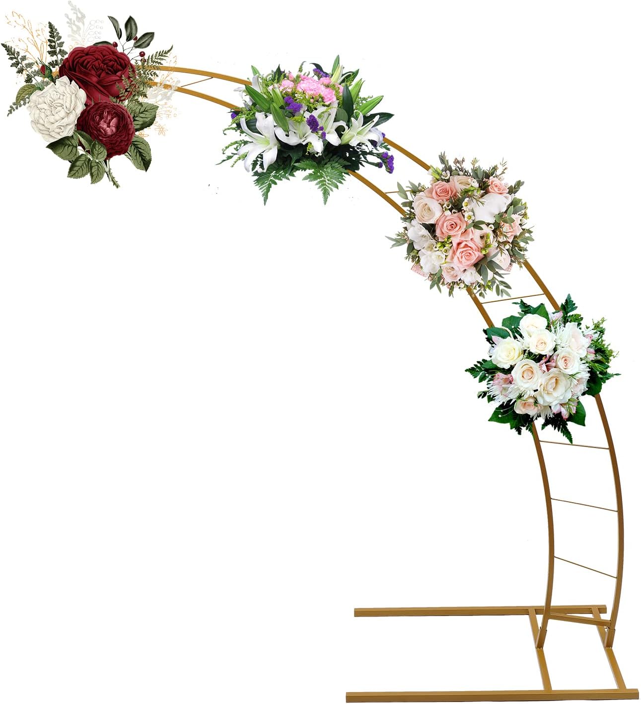 6.5FT Gold Wedding Arch Frame Background Arch, Metal Crescent Moon Wedding Arch Stand, Curved Flower Balloon Frame Party Backdrop Flower Balloon Rack Stand Decor for Wedding Party(Gold, 6.5FT)