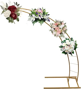 6.5ft Gold Metal Crescent Moon Wedding Arch Stand,DIY Curved Flower Balloon Frame,Party Garden Arch Trellis for Indoor Outdoor Party Ceremony Arches Frame Climbing Flower Plant Garden ArborGold