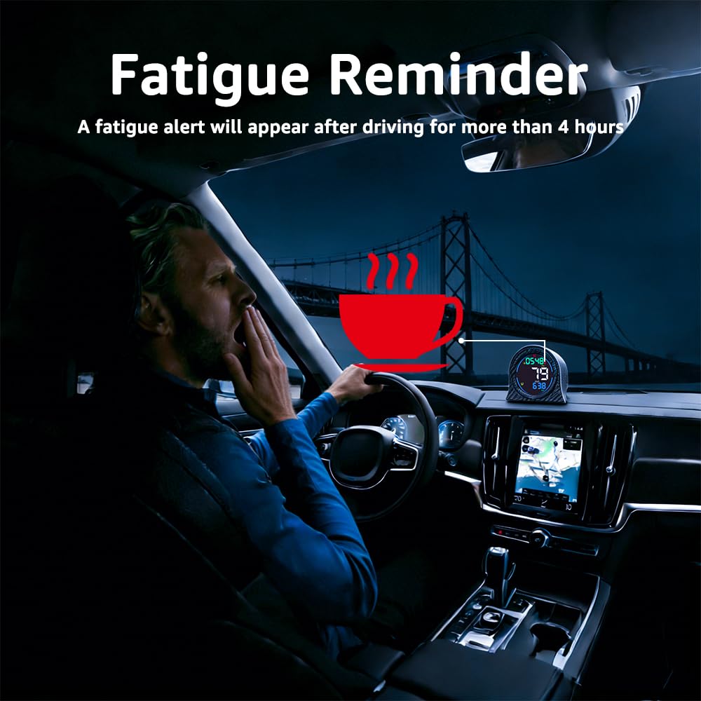 GPS Speedometer Digital Speedometer, Heads Up Display for Cars, GPS+BDS Dual Satellite Car HUD with Overspeed Alarm, Fatigue Driving Reminder, MPH KM/H Unit Switch, Universal for All Vehicles
