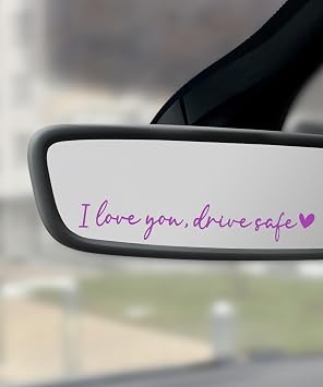 4PCS Car Stickers,I Love You Drive Safe Automotive Decals,Car Accessories Rear View Mirror Sticker,Self Affirmations Decoration Decals,Fits Rearview Mirror Window Windshield Bumper Purple