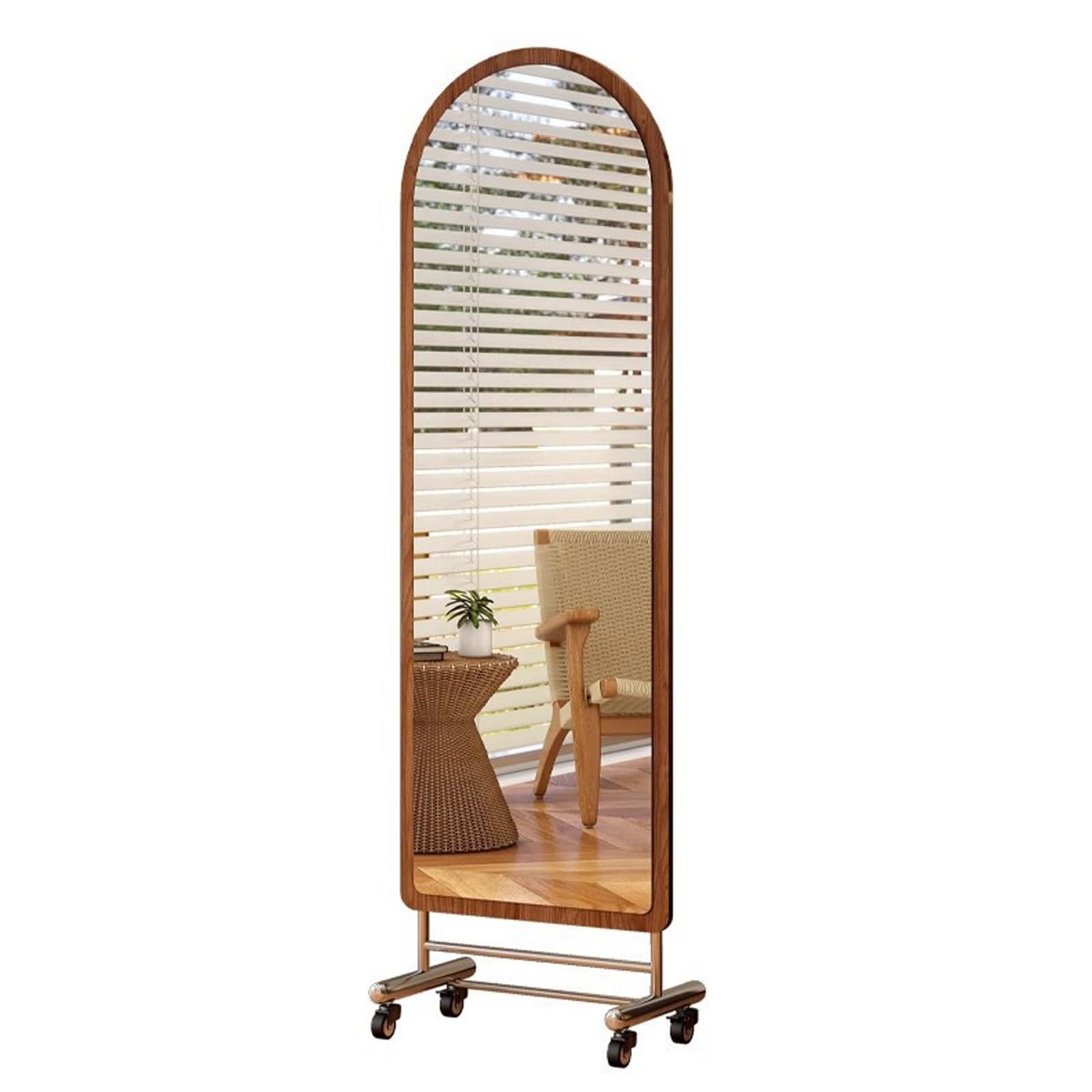 FGXHHS Mirror Shaving Vanity Arched Mirrors Vertically Only for Entryway Bedroom Bathroom Living Room(Walnut,50x150 cm)