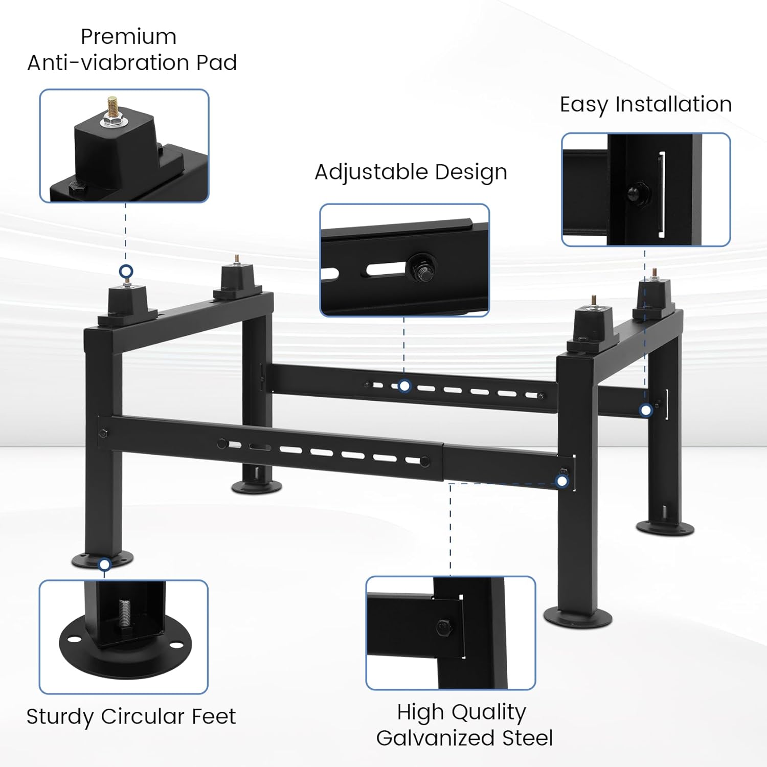 Saranna Mini Split Ground Stand, Heavy Duty Adjustable Mini Split Stand Condenser Stand w/800 LBS Load Capacity for 9000-36000 BTU Ductless Mini Split Air Conditioner Heat Pump, Black
