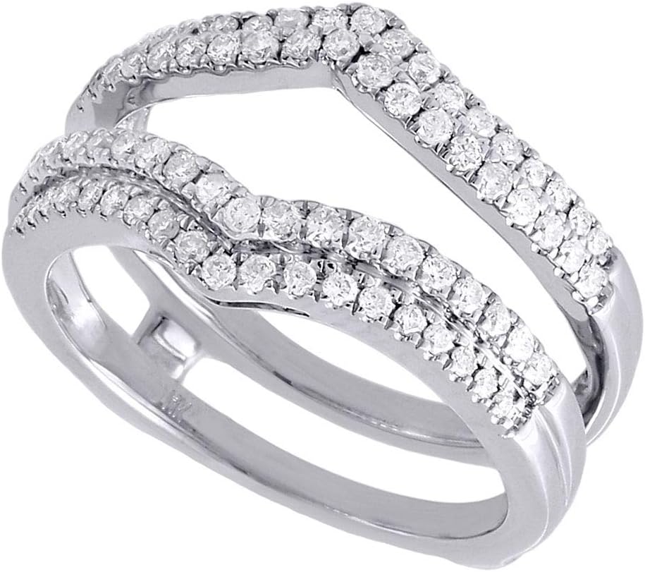 Diamond Ring Enhancer 14K White Gold Ladies Solitaire Engagement Wrap 0.51 Tcw.