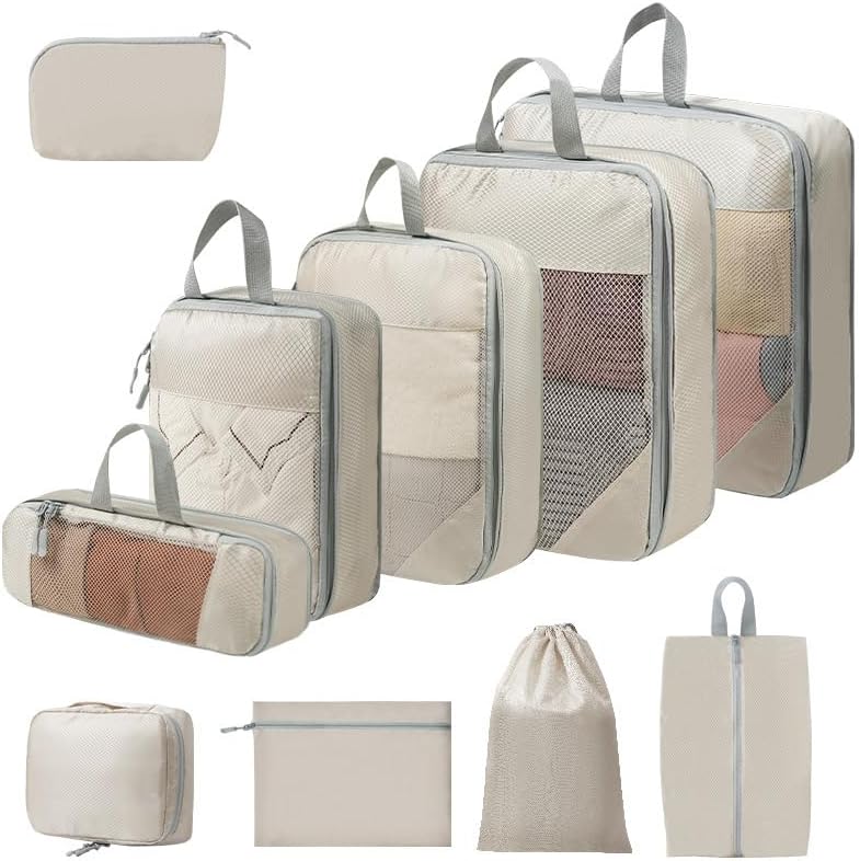 8 Set Compression Packing Cubes for Travel, Packing Cubes Compres...