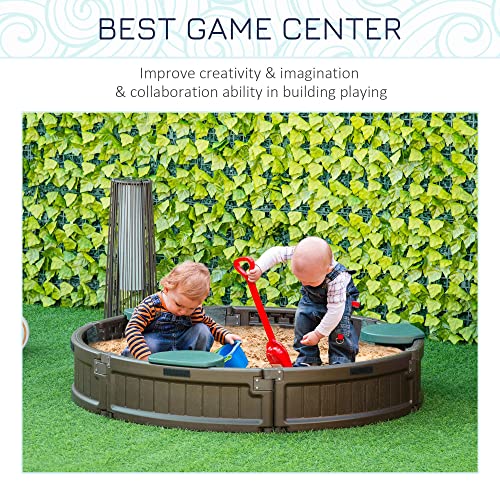 image for Outsunny Kids Outdoor Sandbox with Cover Garden Bed, Easy Assembly Chi