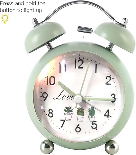 Miniatura 10 de Reloj despertador retro antiguo que no hace tictac reloj despertador de noche para personas que duermen pesado con luz nocturna reloj despertador de