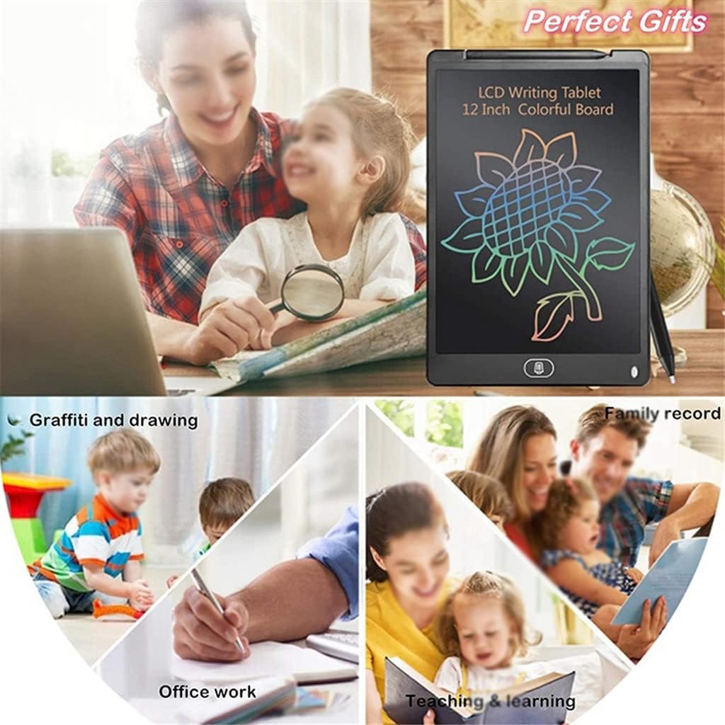LCD Writing Tablet 12 Inch Colorful Screen Doodle Board Erasable Reusable Drawing Pads Learning Birthday Gift for Kids