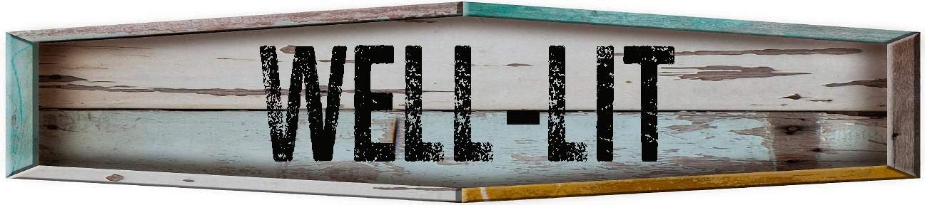 Well-LIT Teal Diamond 8" Shaped Weathered Painted Wood Look Magnet for use on Any Steel Surface