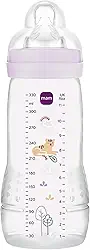 MAM Baby 1 Mamadeira Easy Active 330ml Com Formato Ergonômico e Fácil de Segurar para Crianças 4+ Meses com Bico de Silicone Skinsoft, Rosa