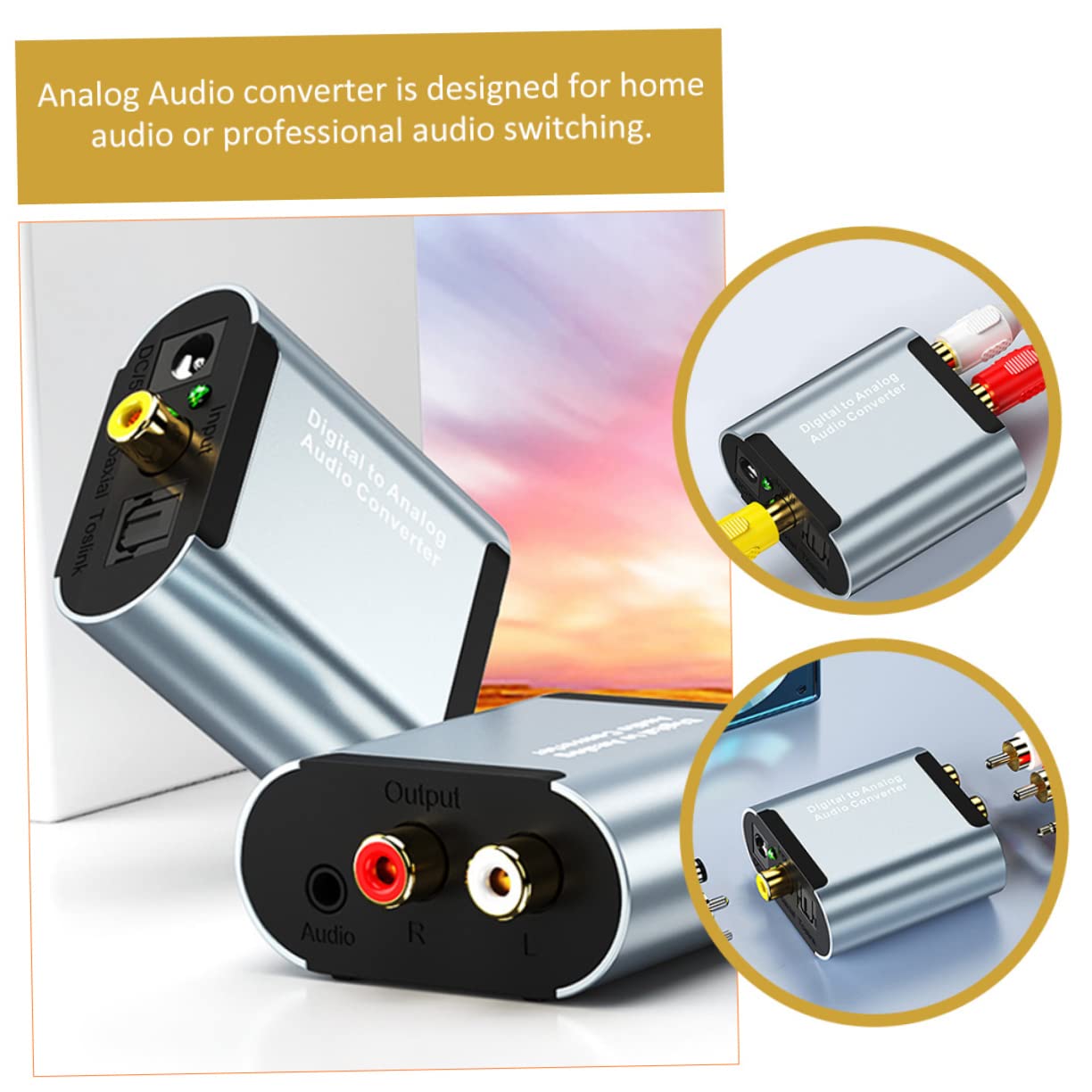 Toyvian Convertitore Audio da Ottico a Analogico Coassiale, Conversione del Segnale Audio, 32 Khz-96 Khz, Lega di Alluminio, Installazione Facile, Uso Domestico