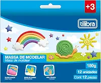 Tilibra - Massa para Modelar Macia 180g 12 Cores Académie