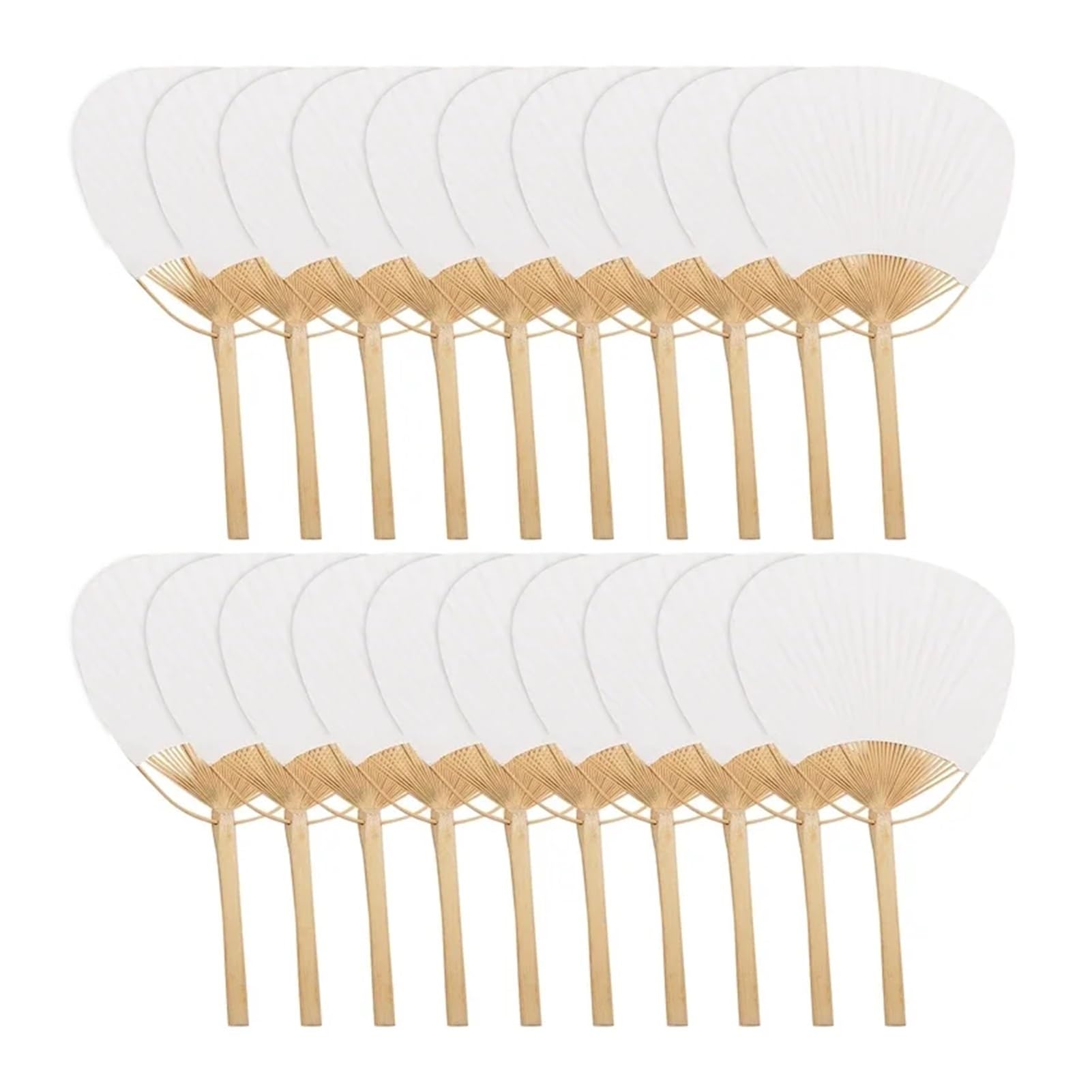 DYMKIE 10/20/50pcs Pure White Handle Blank Calligraphy Painting Group Fan Summer(White 20pcs)