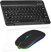 Vista 1 de Combo de teclado y mouse Bluetooth recargable ultra delgado para Yaxa Fire HD 10 (2017) y todos los teclados Bluetooth habilitados para Android/PC