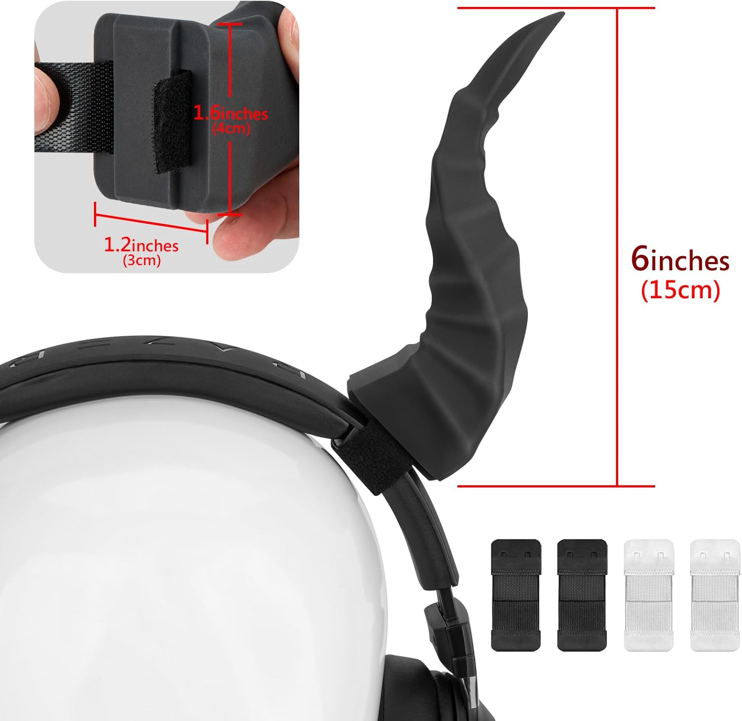 GEEKRIA Devil Horns for Headphones, 3D Printed Adjustable Headband Cosplay Accessory for Over-Ear Headphones (Black)