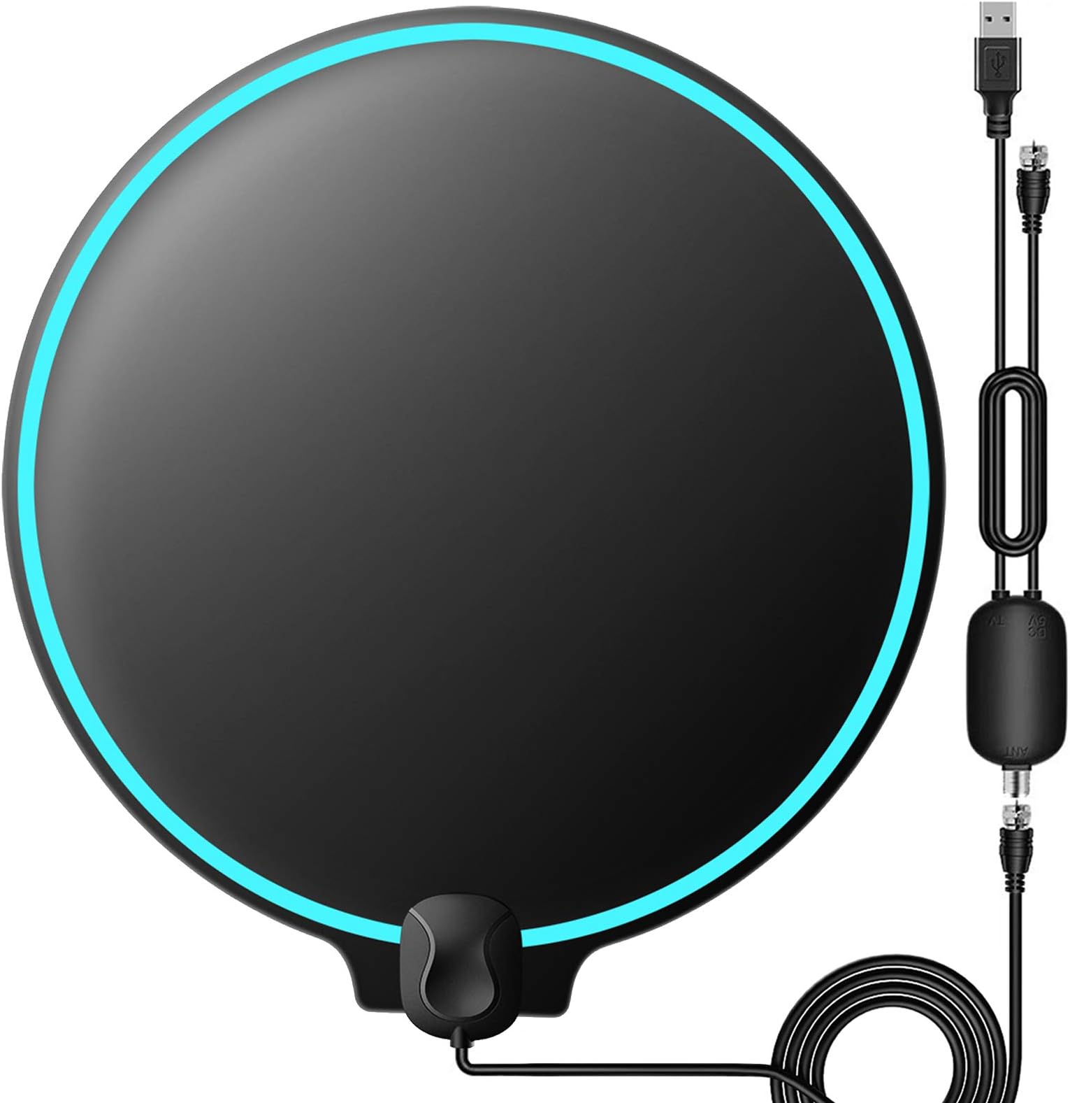 TV Antenna, Indoor Digital HDTV Television Antenna Freeview 4K 1080P HD VHF UHF for Local Channels 130 Miles with Amplifier Support All TV 16.5 feet Cable