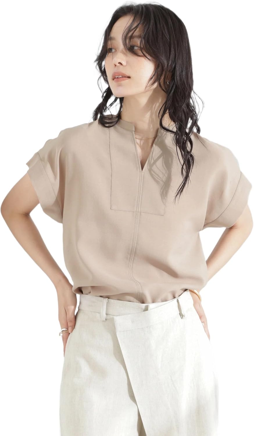 yori セレモニーリボンパフブラウス 長袖 ボウタイ 38 白 リボン