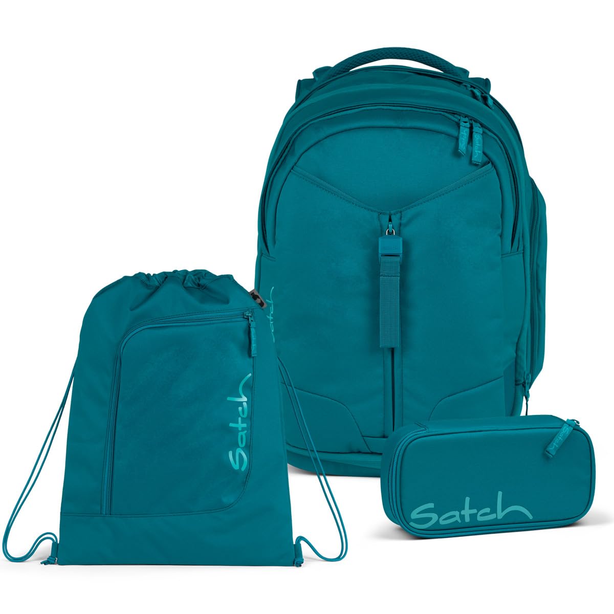 Satch Match Schulrucksack Set 3tlg. inkl. Schlamperbox und Sportbeutel (Deep Petrol)