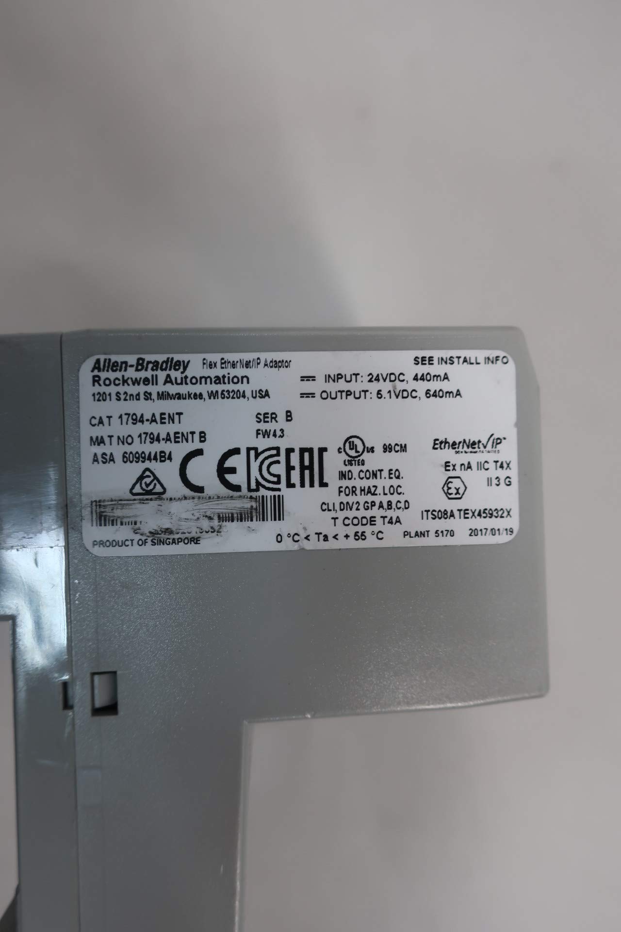 ALLEN BRADLEY 1794-AENT FLEX I/O ETHERNET/IP 10/100 ETHERNET