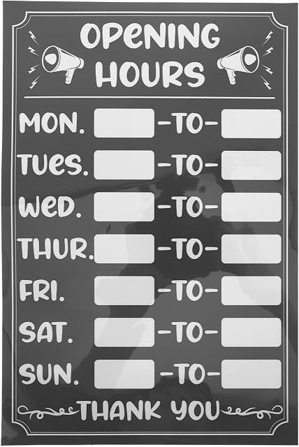 NOLITOY Business Hours Sign, Opening Hour Sign Self- adhesive Stickers Rewritable Open/Closed Stickers for Store Cafe Shop Office Salon, Black