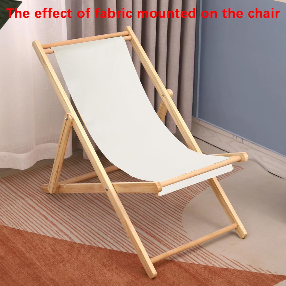 GORGECRAFT 2pcs Toile de Chilienne Chaise de Plage,120x43cm,Blanches Sling Remplacement Toile de Transat pour Chaises Longues Pliantes Bain de Soleil,en Extérieur,l’été,Jardin,Cour