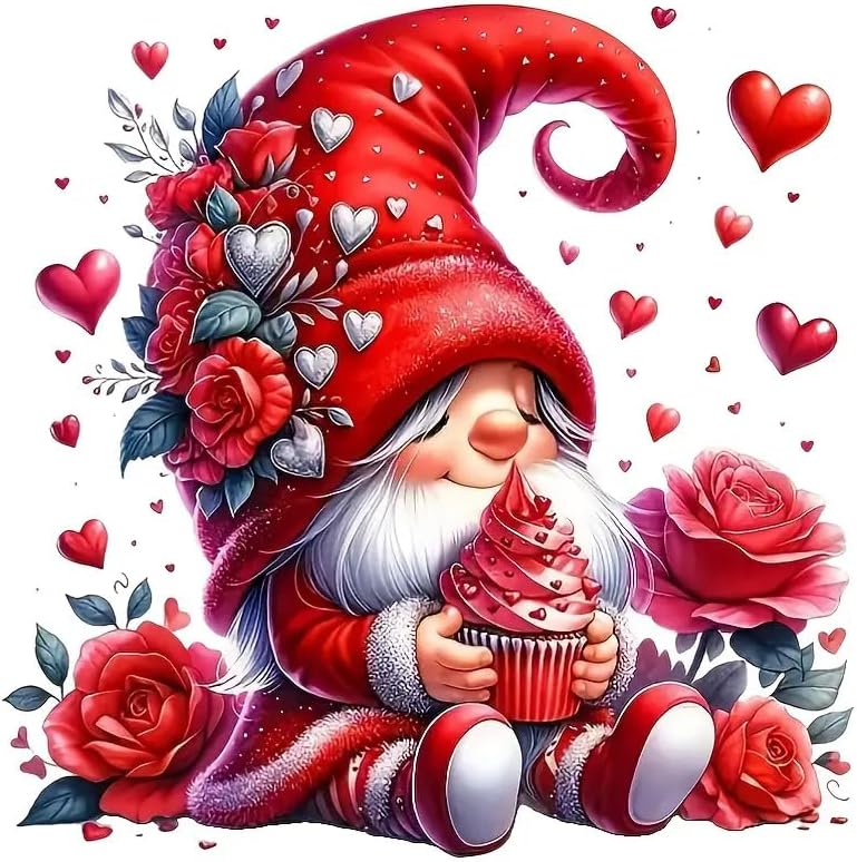 Christmas Love Heart Rose Flower Gnome PVC Vinyl Car Decals Stickers Waterproof Self-Adhesive Decals for Cars, Laptops, Trucks, Motorcycles Wall Window Luggage Scratch Cover Door Decor Sticker