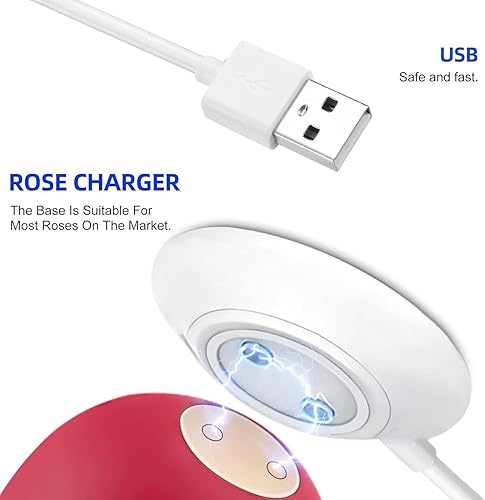 Miniatura 4 de YbSum Solo adaptador magnético de pie de 0.472 in, cargador Rose compatible, cable USB de carga rápida, estación base de repuesto para rosa, paquete