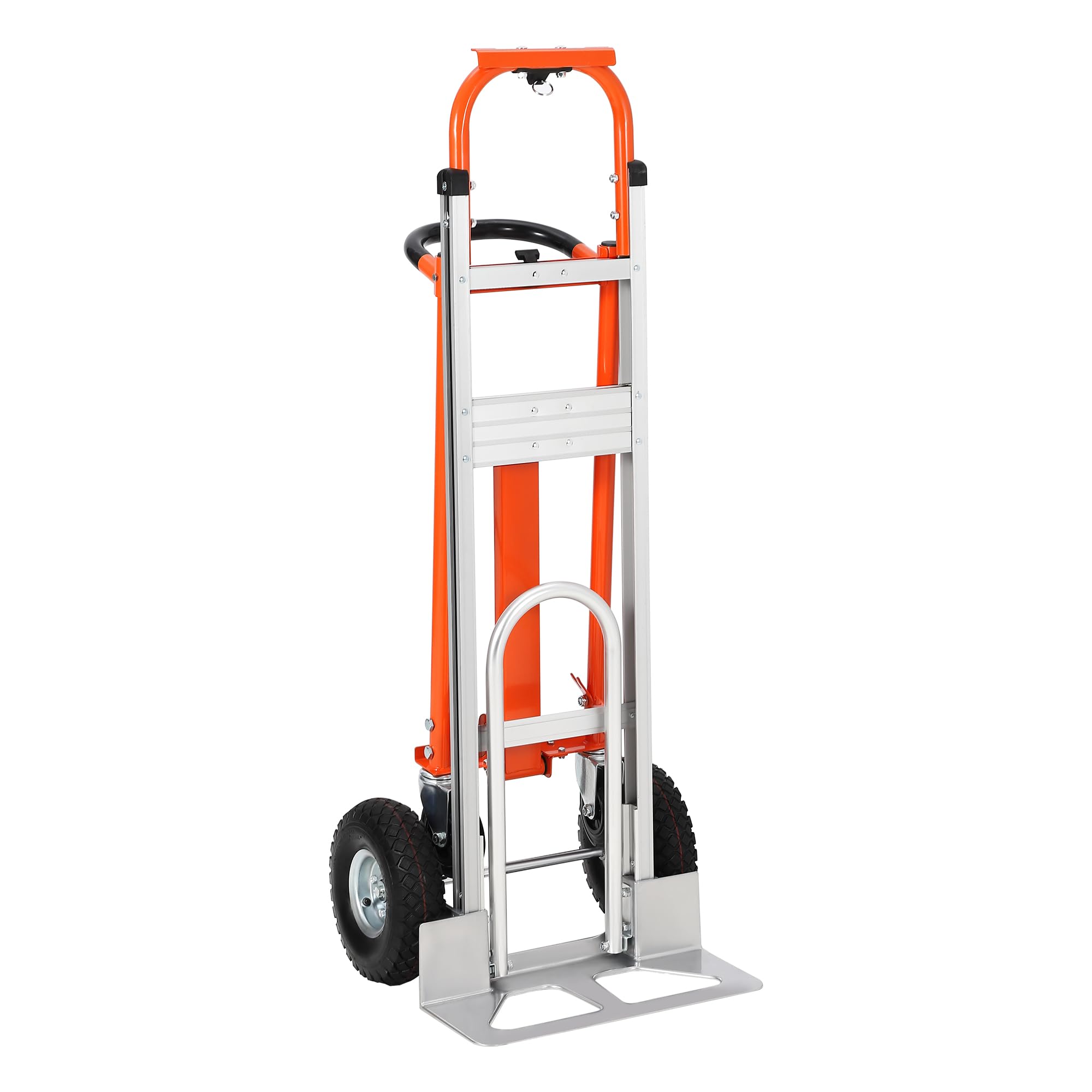 Carro de mano 3 en 1 de alto rendimiento, con capacidad de carga de 362 kg, carro de mano de aluminio con ruedas elevadoras de escaleras, carro para almacenamiento, transporte y mudanzas (rojo y plata