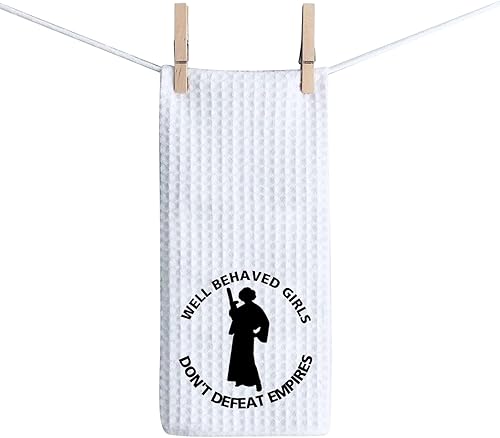 Miniatura 1 de ZJXHPO Toalla de cocina inspirada en la película, toalla absorbente de gofres de princesa Leia, con buen comportamiento, Gils Don't Defeat Empires,