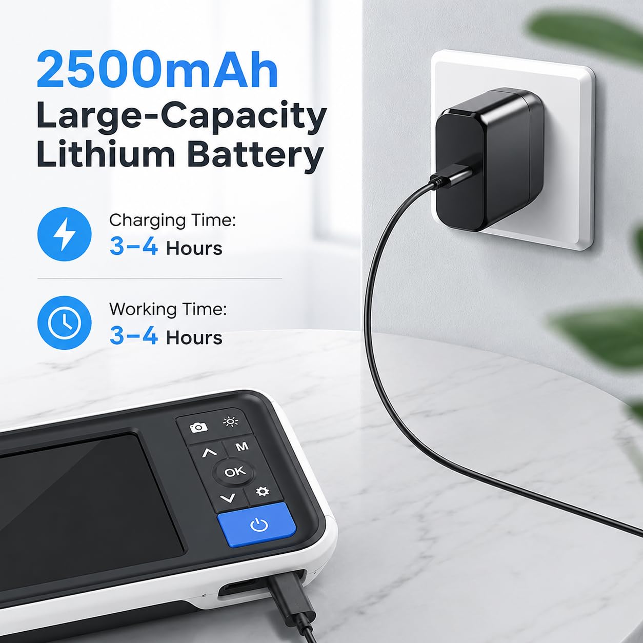 Otoscopio digital con pantalla de 4.5 pulgadas, cámara auditiva de 3.9 mm con 6 luces LED y batería recargable para adultos, niños y mascotas