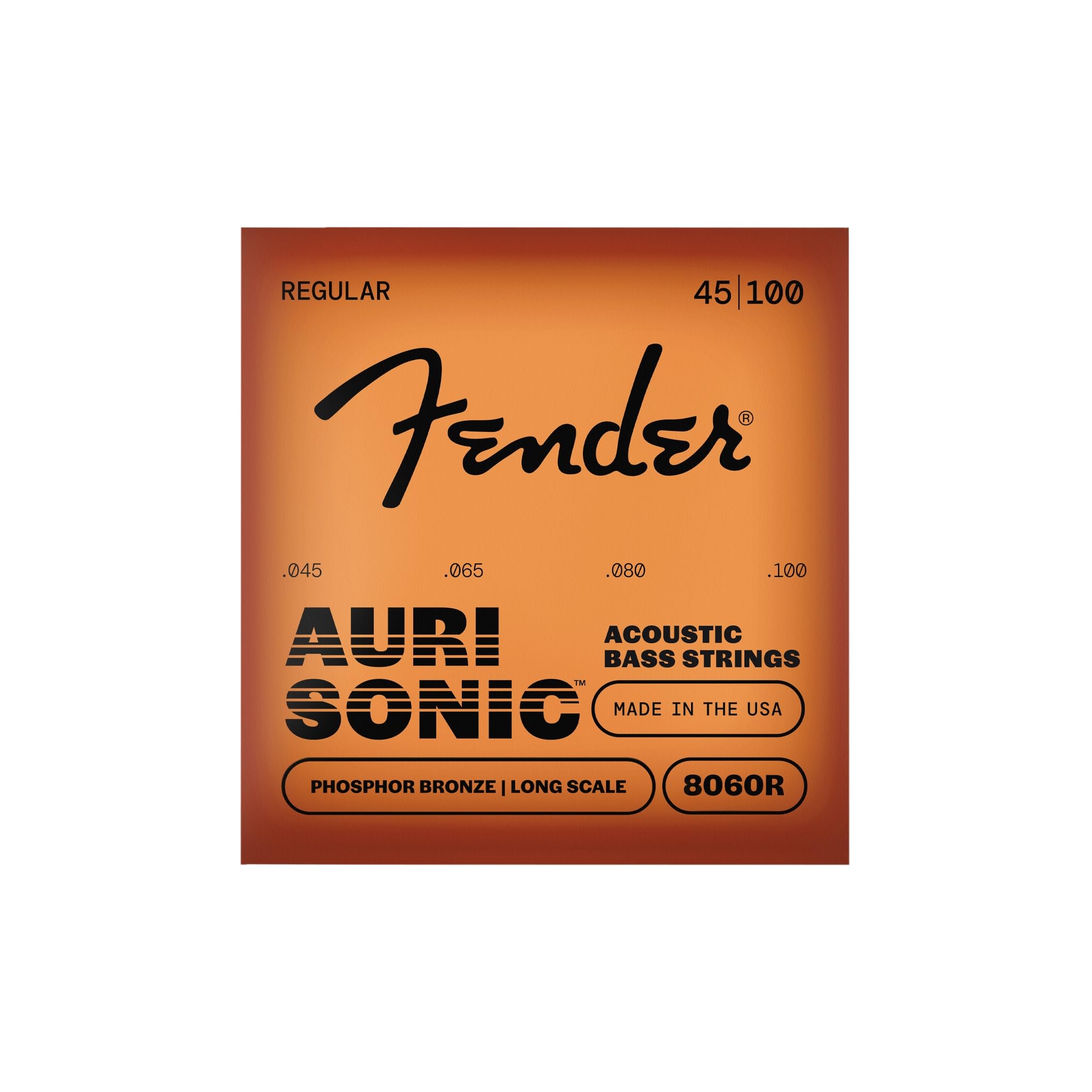 Fender Acoustic Bass Strings, Phosphor Bronze, Long Scale, .45-.100 Gauges, (4)