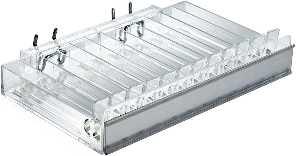 Azar Displays 225512 10" W x 6" D x 1.25" H 12-Compartment Pusher Tray with Spring Load Tracks and Graphic Insert Holder (2 Pack)