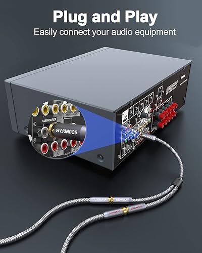 Vista 27 de Divisor RCA de 3 pies/3.3 ft, divisor RCA Y de 1 macho a 2 machos, cable de audio estéreo digital, transmisión bidireccional, doble blindaje