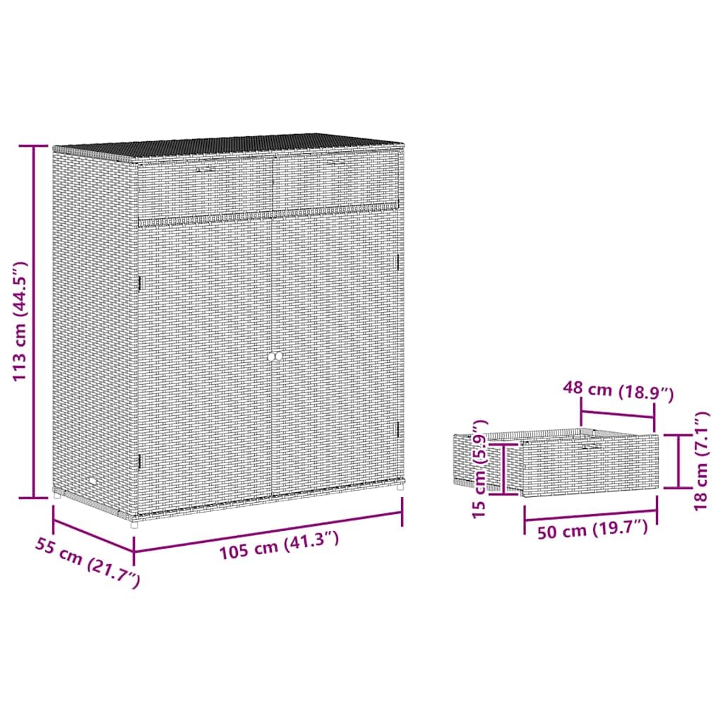 vidaXL Armoire de Jardin Résine Tressée Gris avec Porte