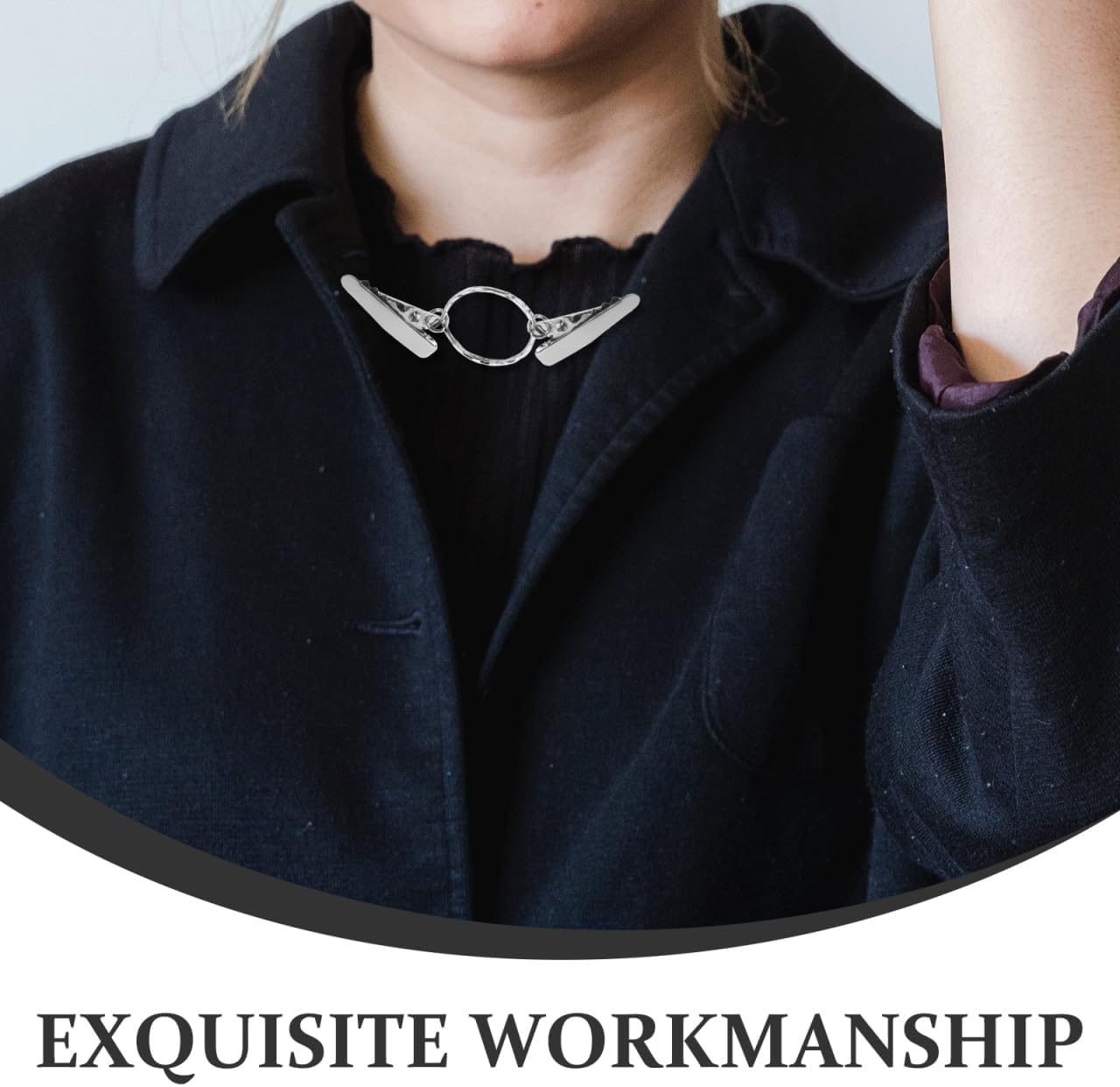 Cardigans Metal Cloak Clasp with Circle Chain Cardigan Closure Clip Lightweight Brooch for Women Dress Scarf Accessory image 3