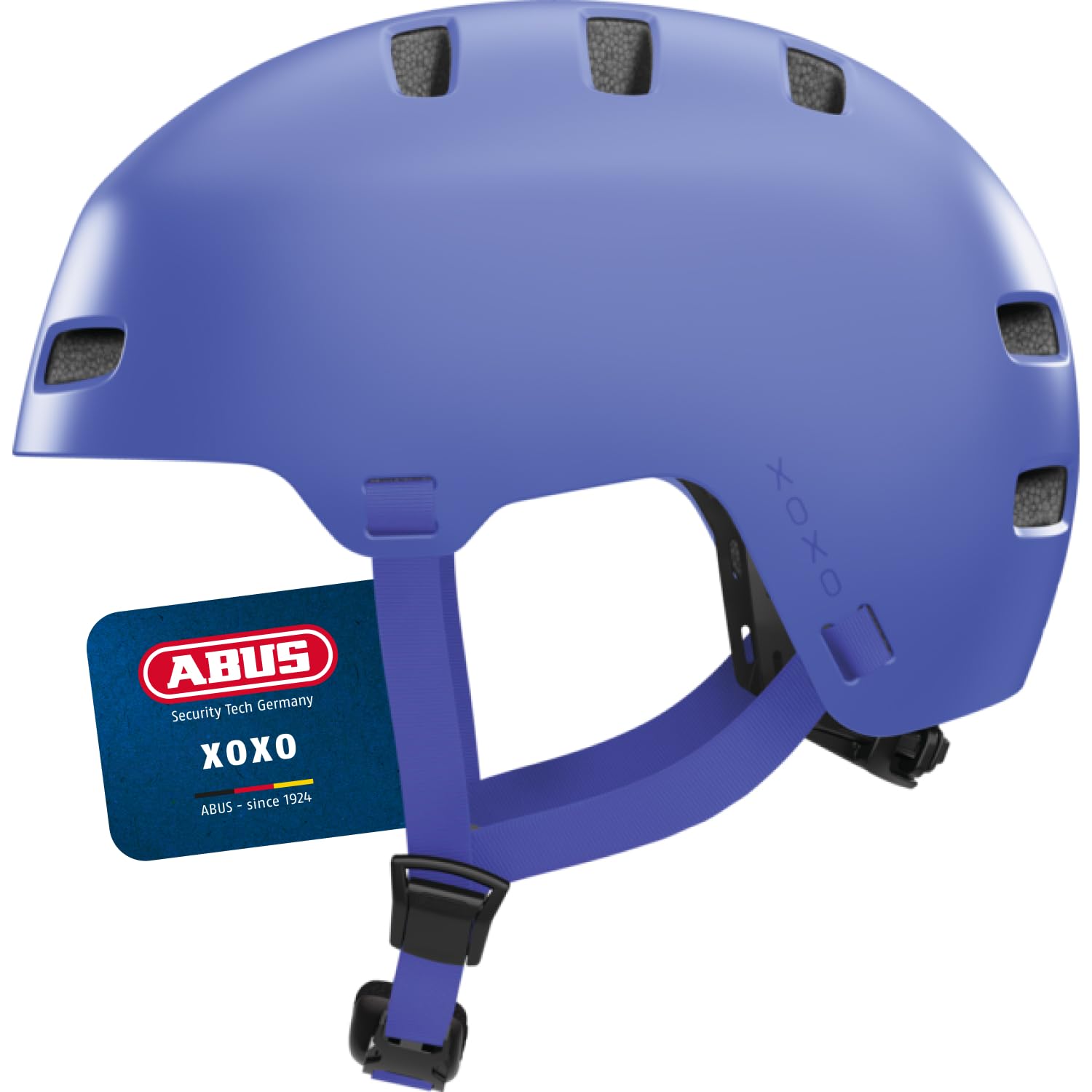ABUS XOXO bicycle helmet โ city helmet in a skater look โ helmet for skateboards, bicycles and scooters โ with optimised chin pad โ for teenagers and adults โ size L, mono blue
