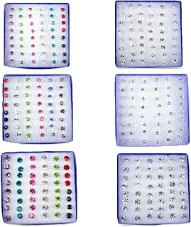 Women's Acrylic Wholesale 144Pairs(6boxes) Invisible Bar Crystal Earring Studs Bulk Multicolor