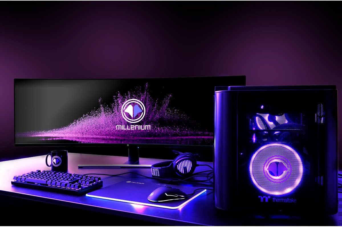 Millenium 5K 49 pollici Gaming Monitor con tempo di risposta 4 ms, Curved Monitor DQHD con risoluzione 5120 x 1440 pixel, monitor inclinabile da 120 Hz, schermo PC con DisplayPort e HDMI, nero Millenium 5K 49 pollici Gaming Monitor con tempo di risposta 4 ms, Curved Monitor DQHD con risoluzione 5120 x 1440 pixel, monitor inclinabile da 120 Hz, schermo PC con DisplayPort e HDMI, nero