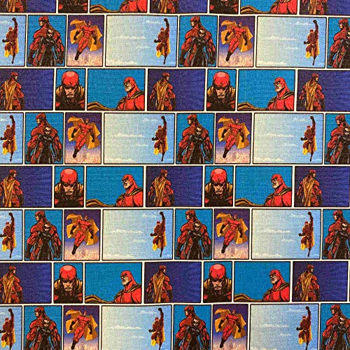 Kt KILOtela   Tela de Patchwork   Estampación digital   100% algodón   Retal de 50 cm largo x 140 cm ancho | Superhéroes, cómic   Azul, rojo ─ 0,50 metro