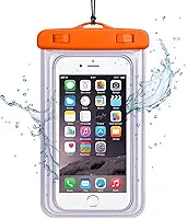 Capa Case para Celular a Prova de Água Impermeável Transparente Universal Proteção Completa IPX8 Sensível ao Toque Ideal para Praia Trilhas Piscina Viagens (Laranja)