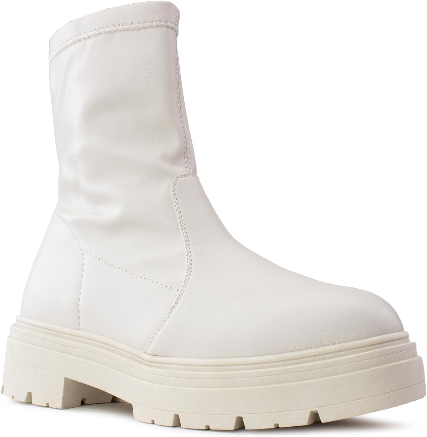 RF ROOM OF FASHION Women's Elastic Panel Lugged Sole Chunky Heel Chelsea Boots