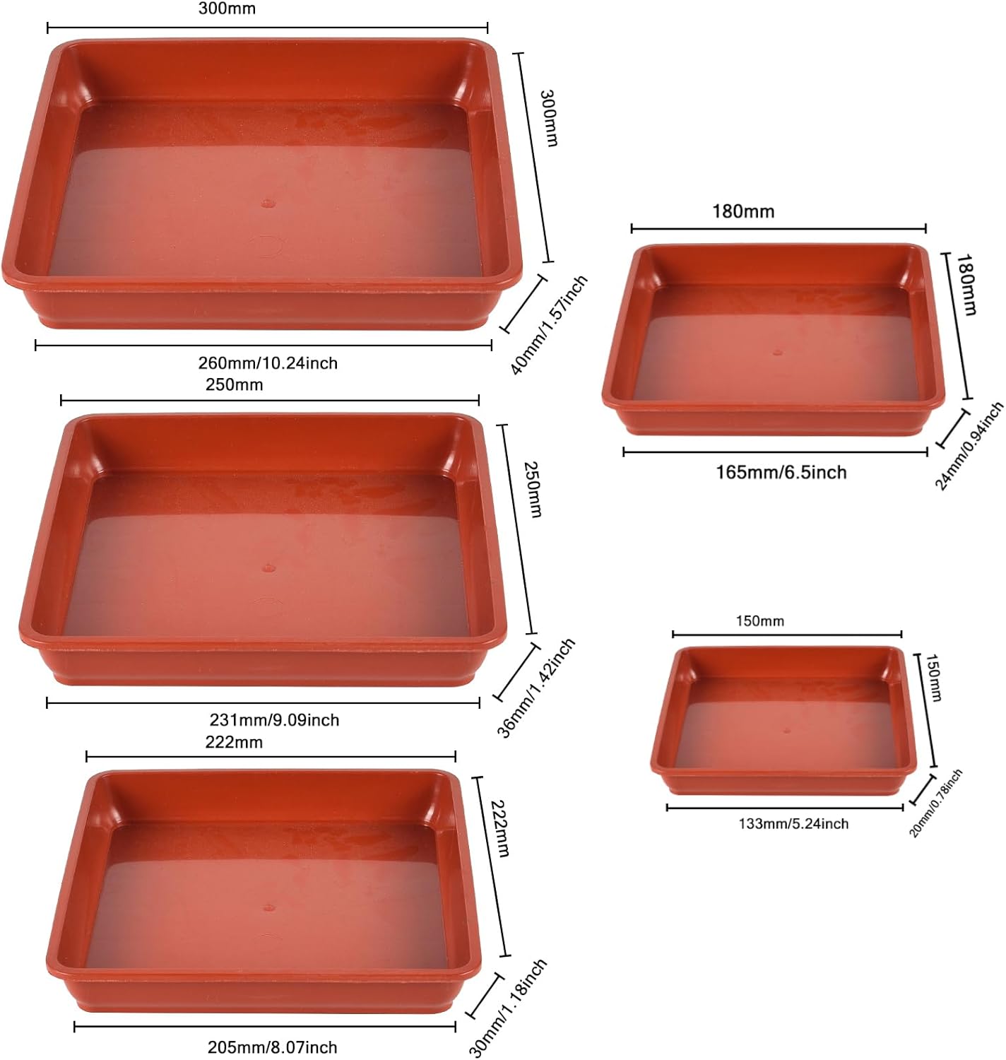 SagaSave 1Pack Resin Drip Trays Plant Saucers for Indoors Outdoor Plant, Thick Heavy Durable Sturdy Flower Pot Trays for Pots Planter, Red-11.8"
