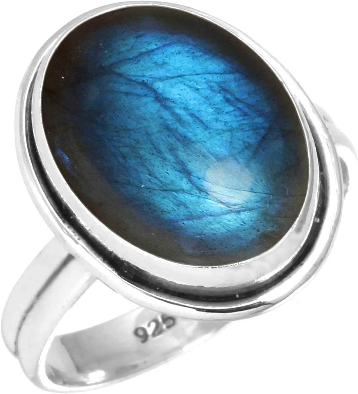 Crystal, Moonstone, Amber, Garnet Oval Handmade Ring Genuine 925 Sterling Silver Boho Chunky Natural Gemstone Jewelry For Women