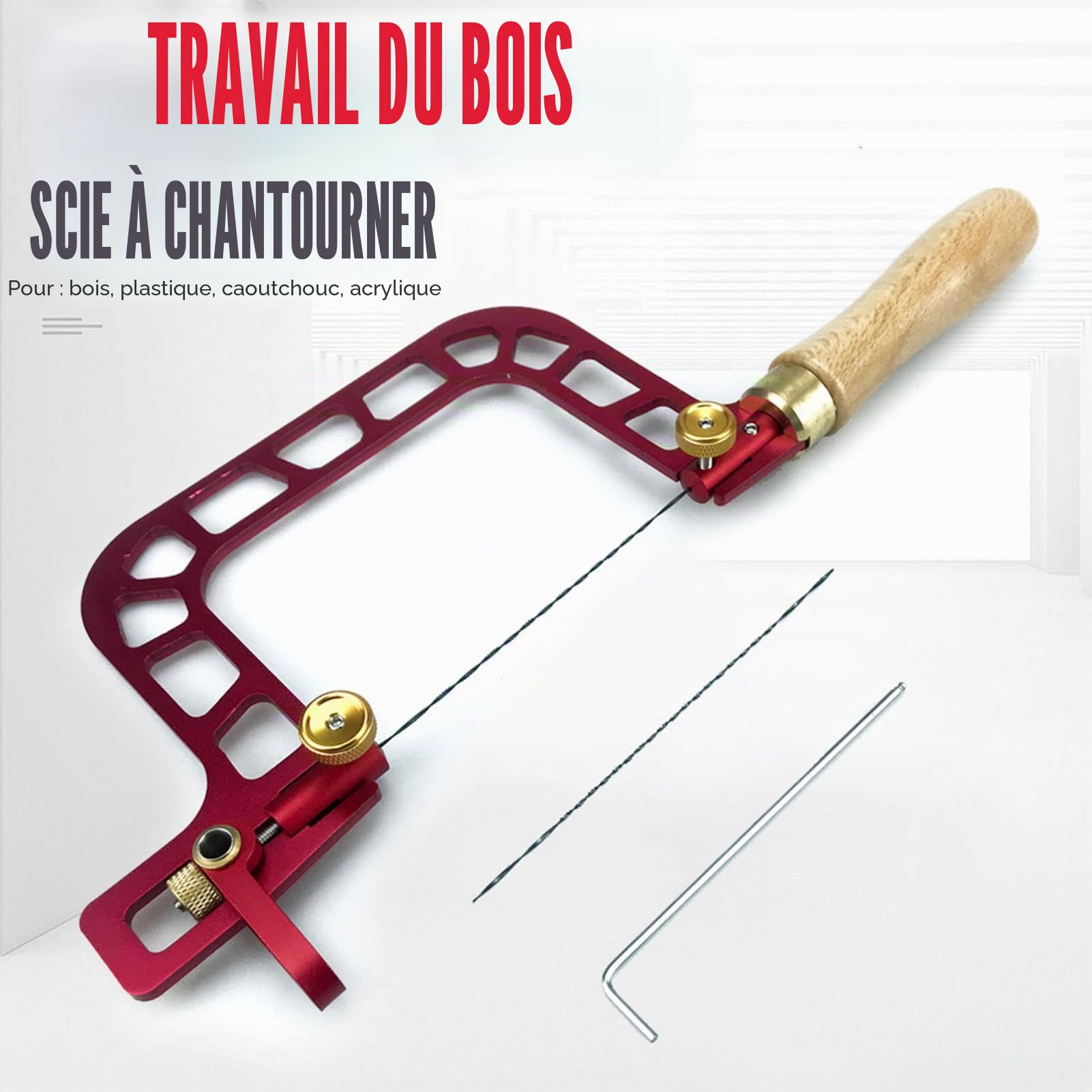 Scie À Chantourner, Cadre en Alliage, Fil D'Acier Rapide Et Propre Coupe Régulière, Scies À Main Multifonctionnelles Incisives + Lime de Secours, pour Projets D'Artisanat, Bijoux Diy