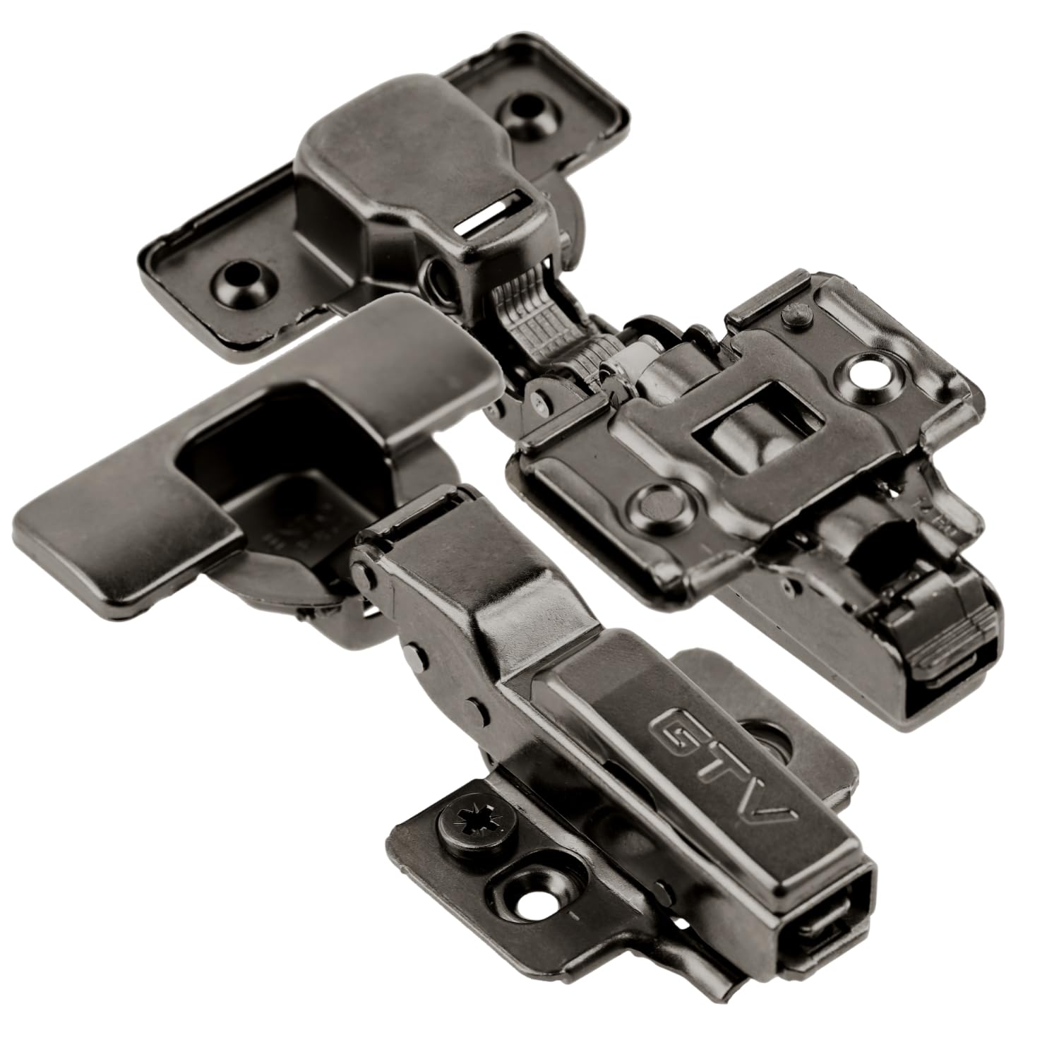 Half Overlay Soft Close Cabinet Hinges 35mm – Black Silent Close, Heavy-Duty Steel, Clip-On 3D Adjustment, Nickel-Plated, SGS Tested 80,000 Cycles – Screws Included (2)