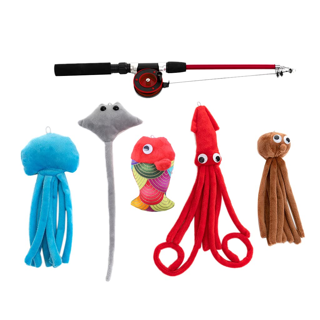 Jouet interactif pour chats avec bâton rétractable en peluche mignonne et flexible pour chaton