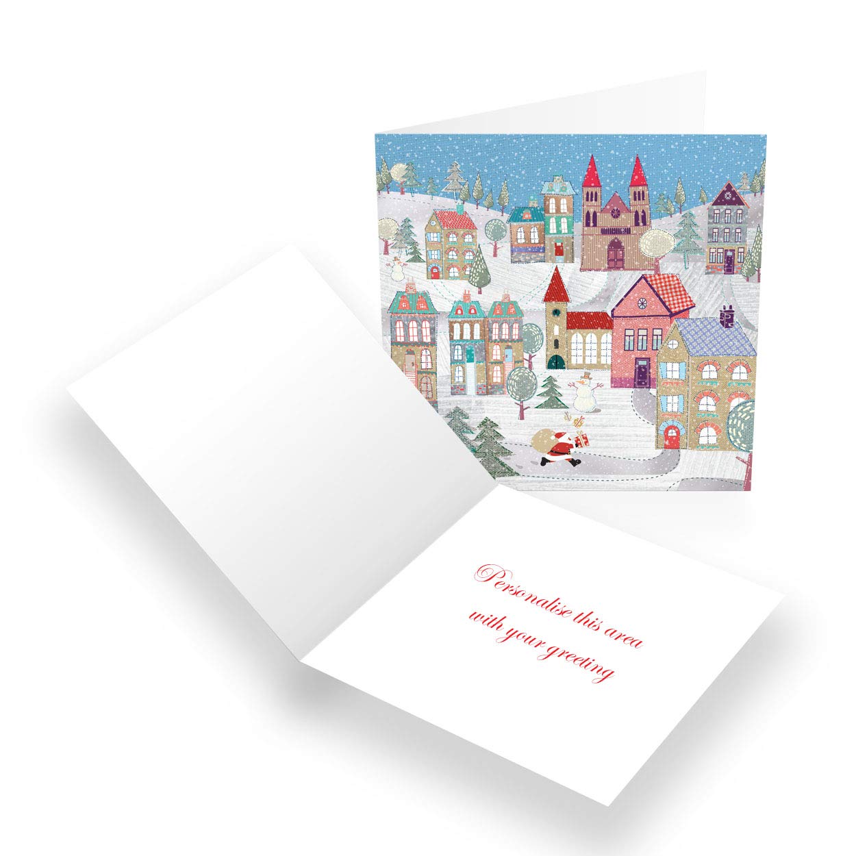 Paper Themes Personalised Christmas Cards Pack of 20- Santa and Presents