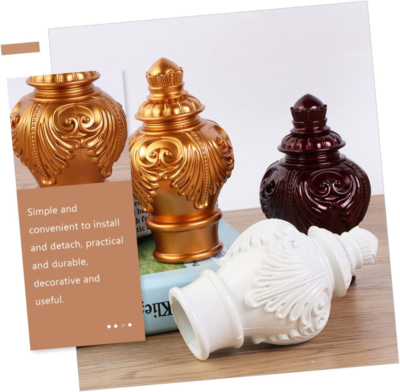PRETYZOOM 10pcs Decorative Finials for Window Curtain Rods Vintage Style Easy Install